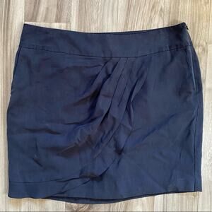 Ann‎ Taylor LOFT 12 Navy Blue Faux Wrap SILK Skirt FLAWLESS CONDITION
